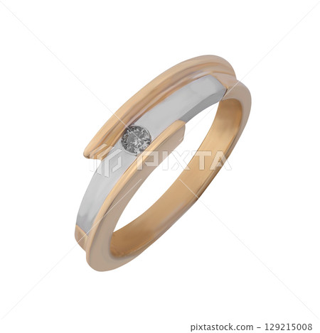 Jewelry wedding ring gold. Engagement golden ring isolated on white background 129215008