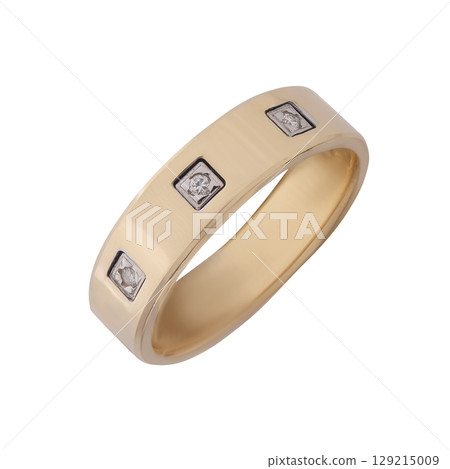 Jewelry wedding ring gold. Engagement golden ring isolated on white background 129215009