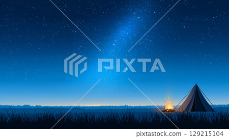星空下的帳篷和營火 129215104