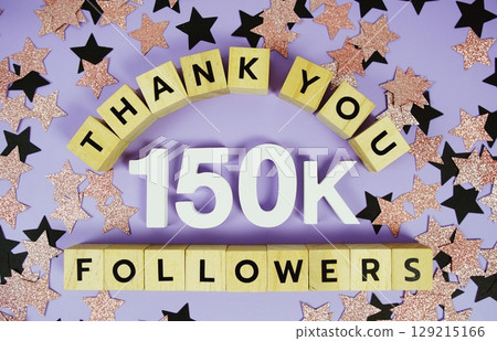 Thank You 150000, 150K Followers congratulation and celebration social media subscribers and followers 129215166