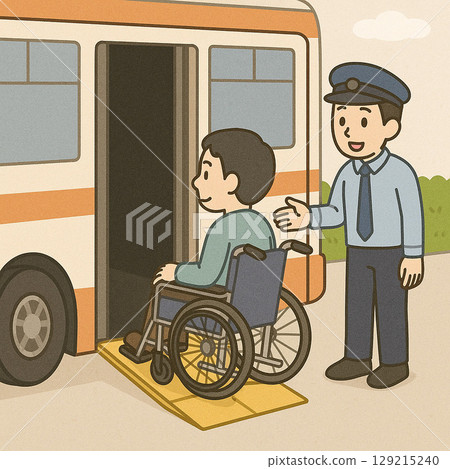Riding the bus in a wheelchair 129215240