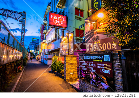 Tokyo cityscape in Japan View of hotel street etc. in front of Uguisudani Station Tokyo cityscape in Japan View of hotel street etc. in front of Uguisudani Station 129215281