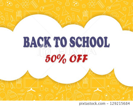 Bright yellow banner Back to school 129215684
