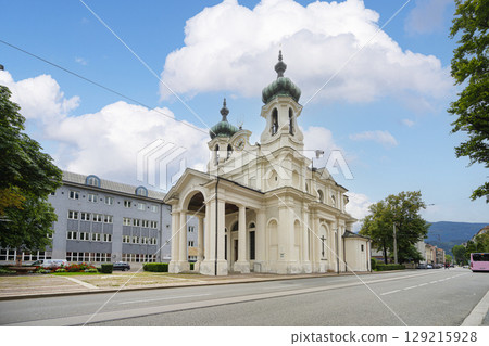 University Church on Innrain dedicated to St. John of Nepomuk in Innsbruck, Austria 129215928