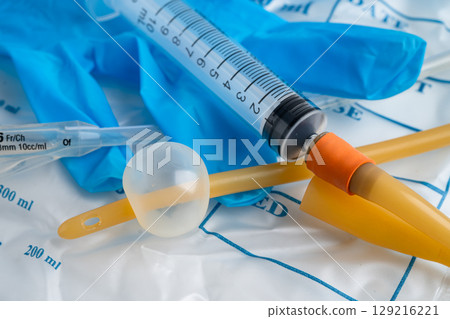 Foley catheter and urine drainage bag collect urine for disability or patient in hospital. Foley catheter and urine drainage bag collect urine for disability or patient in hospital. 129216221