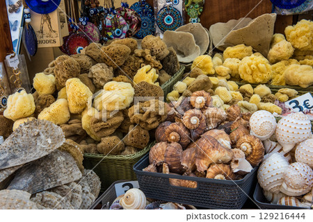 Traditional vegetable washcloth sea sponge. Greece, Rhodes 129216444