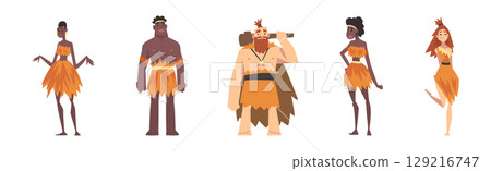 Primitive People Character from Stone Age and African Aboriginal Vector Set Primitive People Character from Stone Age and African Aboriginal Vector Set 129216747