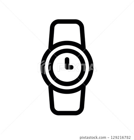 Simple Line Art Icon of a Classic Wristwatch Simple Line Art Icon of a Classic Wristwatch 129216782