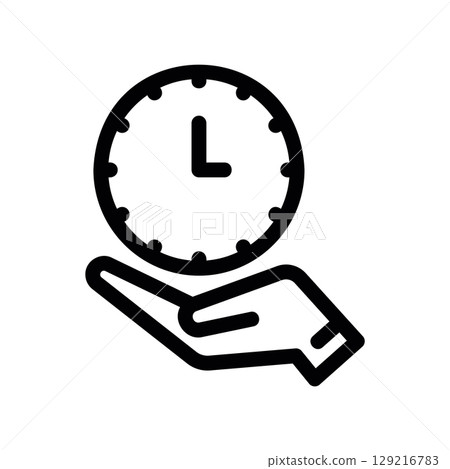 Icon of a Hand Carefully Holding a Small Round Clock Icon of a Hand Carefully Holding a Small Round Clock 129216783