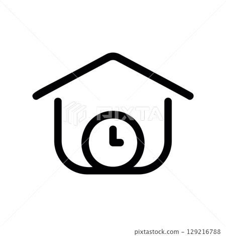 Home and Time Concept Icon with a Clock Inside a House 129216788