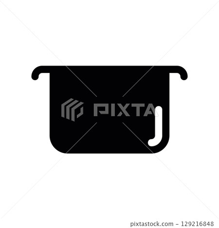 Black Glyph Icon of a Deep Cooking Pot with Two Handles Black Glyph Icon of a Deep Cooking Pot with Two Handles 129216848