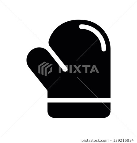 Black Glyph Icon of a Quilted Oven Mitt for Kitchen Safety 129216854