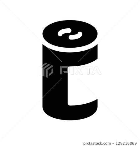 Monochrome Glyph Icon of a Beverage Can with a Blank Label Monochrome Glyph Icon of a Beverage Can with a Blank Label 129216869