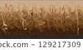 Flowing stripes. Vector mixed curved mocha mousse background. The new color of the year 129217309