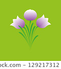 Beautiful pink peonies on a green background 129217312