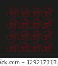 Red heart outlines on a black background - a symbol of love and Valentine's Day. Vector illustration. 129217313