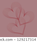 The outlines of red hearts on a pink background are a symbol of love and Valentine's Day. Vector illustration. 129217314