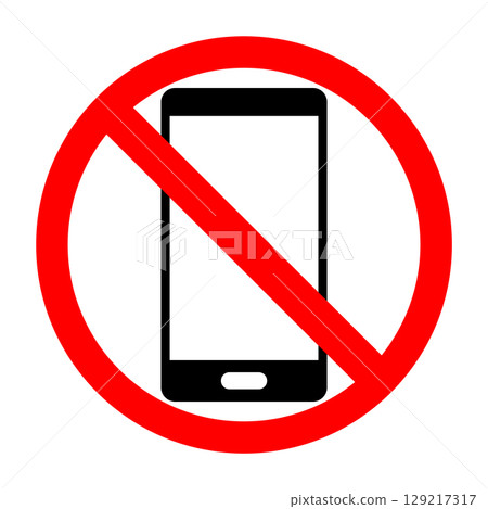 Smartphone prohibited mark Smartphone prohibited mark 129217317