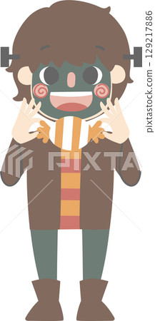 happy halloween holiday festival with character set of  boys wearing frankenstein costume, flat jpg illustration cartoon character design happy halloween holiday festival with character set of  boys wearing frankenstein costume, flat jpg illustration cartoon character design 129217886