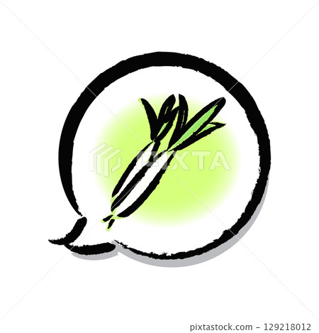 畫筆繪製的對話泡泡和九條蔥圖示、標誌、插圖 畫筆繪製的對話泡泡和九條蔥圖示、標誌、插圖 129218012