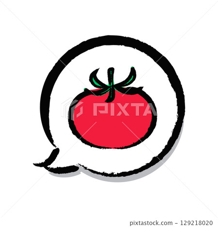 畫筆繪製的語音氣泡和番茄圖示、標誌、插圖 129218020