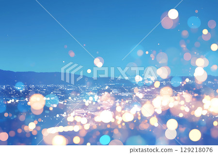 Sparkling night view background material 129218076