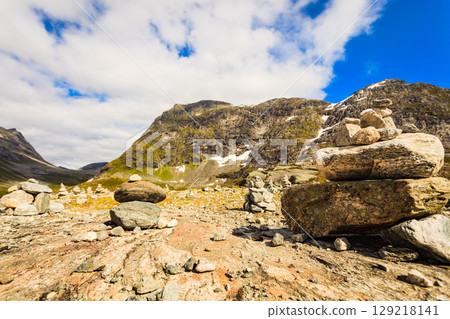 Mountains rock landscape along Trollstigen, Norway 129218141