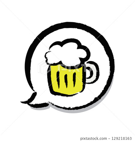 畫筆繪製的圖示、標誌、氣泡插圖和啤酒杯 129218163