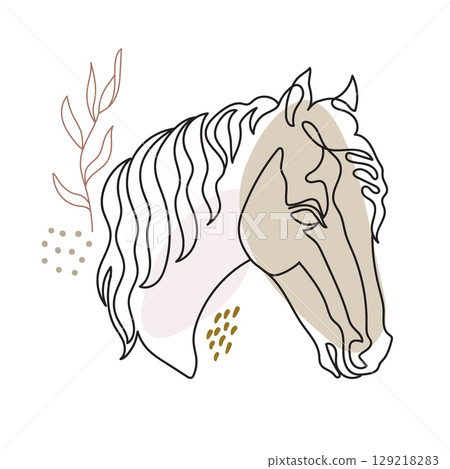 Abstract modern illustration horse head in continuous one line vector 129218283