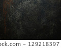 Scratched Metal Surface with Rust and Grime, High-Detail Dark Industrial Texture 129218397