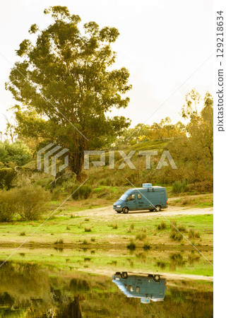 Camper van camping on nature in Portugal 129218634