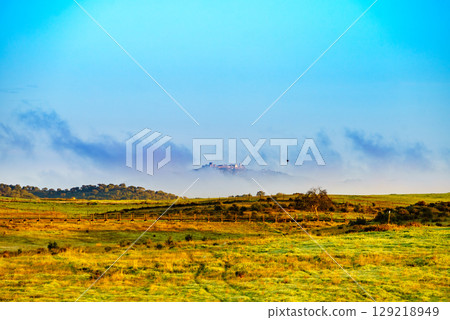 Town village on hill, Evora Portugal. 129218949