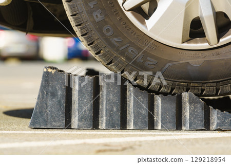 Camper using leveling block for level 129218954