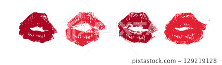 Red Lipstick Kiss imprints set. Vector Lips Female Makeup Mark. Girl s Mouth. Vector Red Lipstick Kiss imprints set. Vector Lips Female Makeup Mark. Girl s Mouth. Vector 129219128