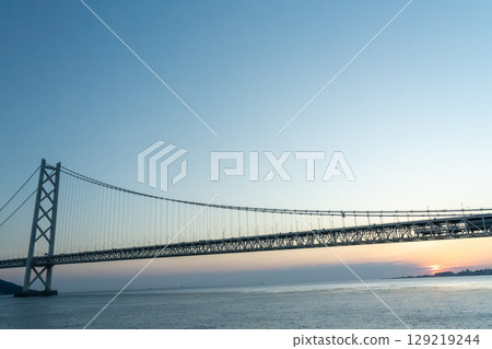 Blue sky and a car crossing an iron bridge Blue sky and a car crossing an iron bridge 129219244