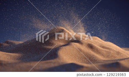 Mystical sand dune with glittering particles. Neural network AI generated Mystical sand dune with glittering particles. Neural network AI generated 129219363