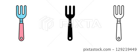 A colorful trio of gardening forks in blue, pink, and black, showcasing versatile designs for outdoor enthusiasts. A colorful trio of gardening forks in blue, pink, and black, showcasing versatile designs for outdoor enthusiasts. 129219449