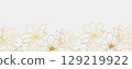 Luxury gold magnolia flowers background. Floral pattern tropical in line art style for greeting, invitation, wedding card, wall art, wallpaper and print. Vector illustration 129219922