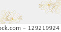 Luxury gold magnolia flowers background. Floral pattern tropical in line art style for greeting, invitation, wedding card, wall art, wallpaper and print. Vector illustration 129219924