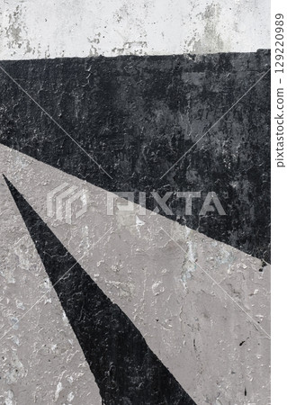 Grunge Industrial Texture with Abstract Geometric Shapes in Black, Gray, White 129220989