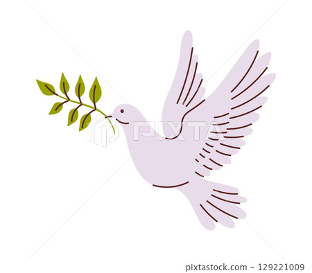 Dove with olive branch symbol 129221009