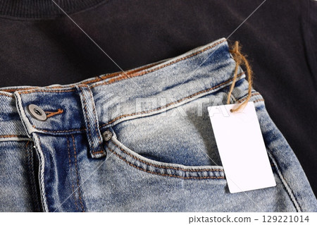 Blue Denim Jeans With Blank Tag Blue Denim Jeans With Blank Tag 129221014