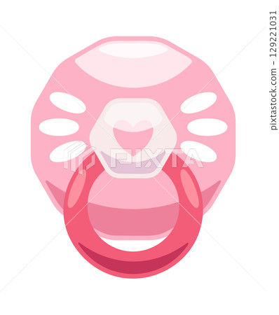 Cute pink baby dummy cartoon 129221031