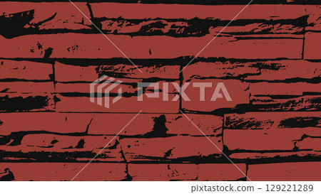 Grungy red brick wall. Grungy brick background. Scratched bricks black and red texture. 129221289