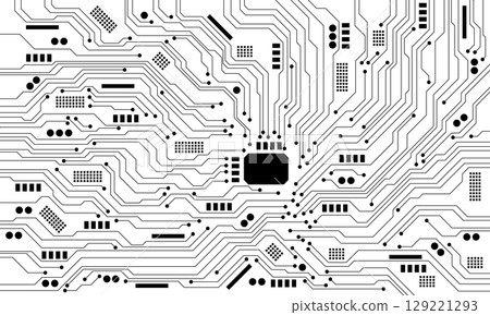Abstract black circuit board technology connected lines electronics elements computer motherboard chip processor semiconductor digital on white background vector Abstract black circuit board technology connected lines electronics elements computer motherboard chip processor semiconductor digital on white background vector 129221293