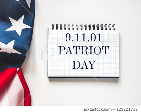 Patriot Day. American flag and lettering 129221712