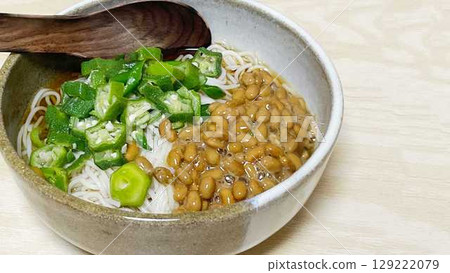 Natto and okra somen noodles (right margin) 129222079