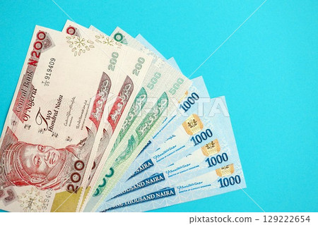Nigerian naira money bills in big amount. Finance and banking concept 129222654