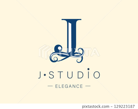 Logo, capital letter J. Monogram of Botanical Minimalistic, Initial. Logo, capital letter J. Monogram of Botanical Minimalistic, Initial. 129223187