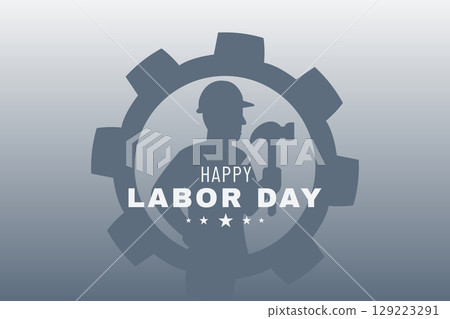 Gear icon worker happy labor day 129223291